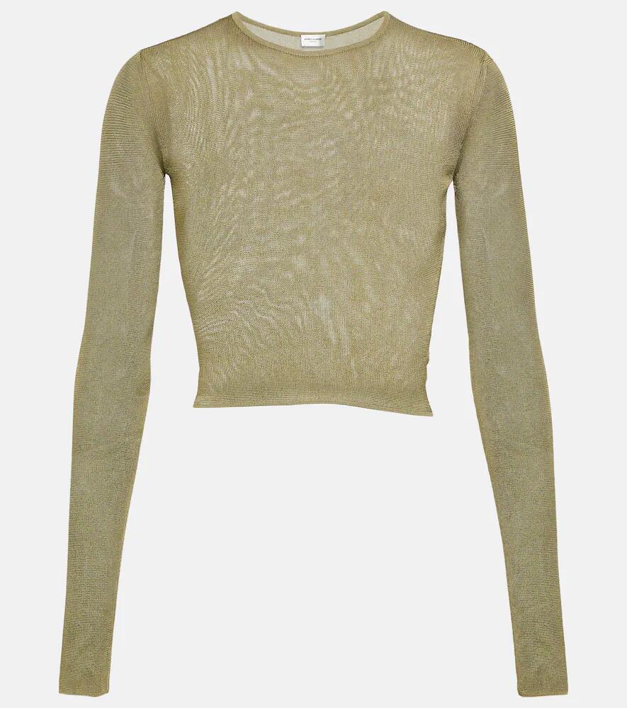 Saint Laurent Ribbed-knit crop top Cover