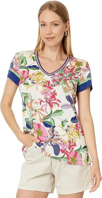 Johnny Was The Janie Favorite Short Sleeve V-Neck Tee-Aldrich (Aldrich Scarf Print) Women's Clothing Cover