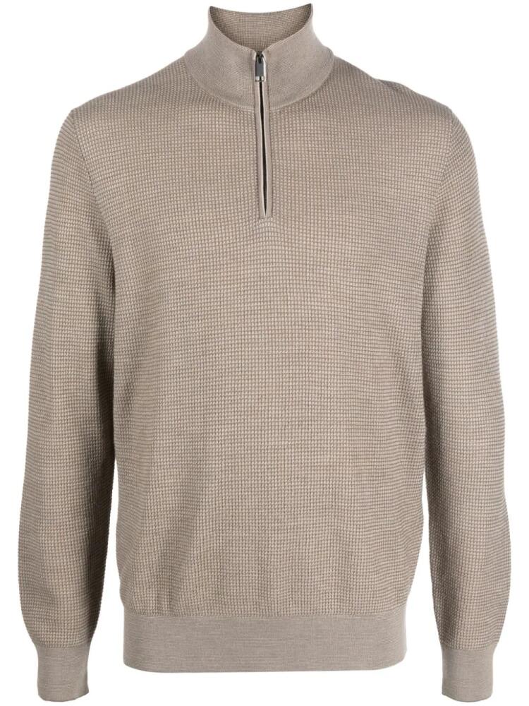 Brioni stand-up collar zip-up jumper - Neutrals Cover