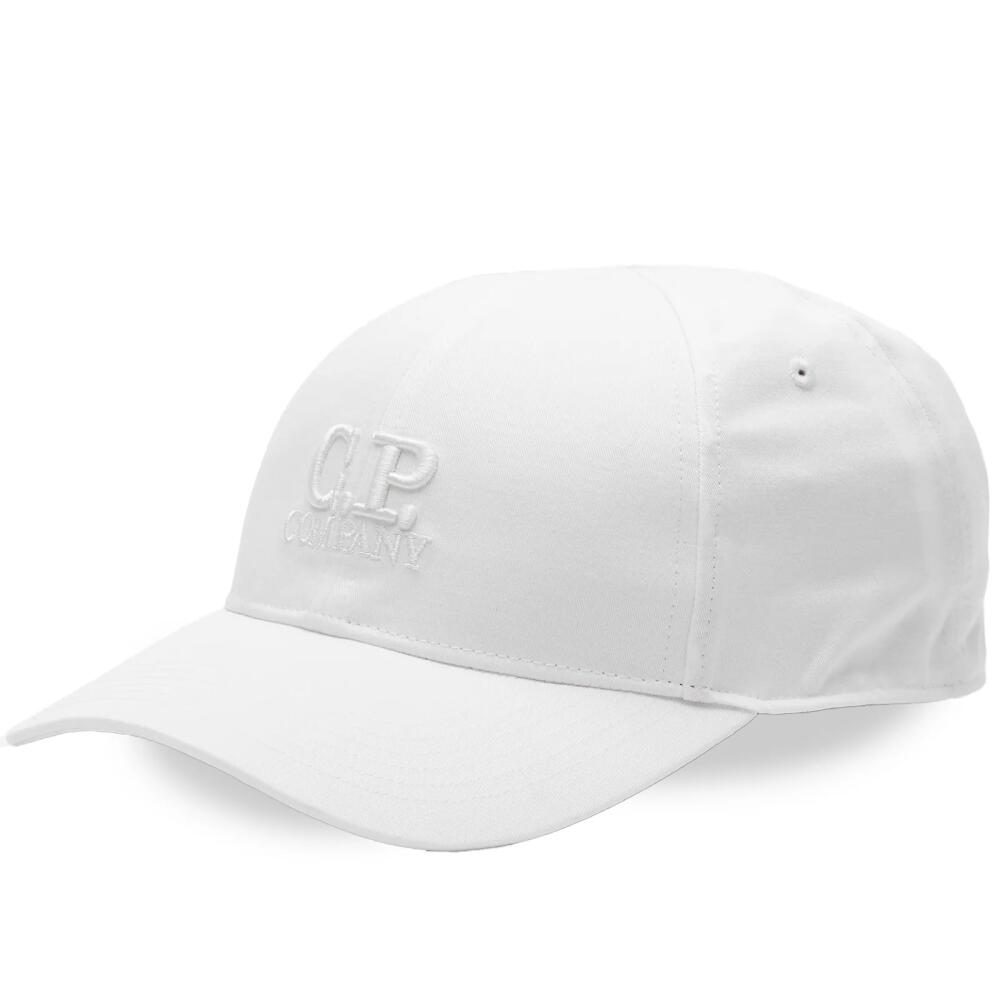 C.P. Company Men's Gabardine Logo Cap in Gauze White Cover