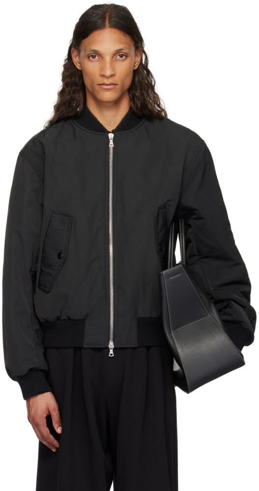 Dries Van Noten Black Padded Bomber Jacket Cover