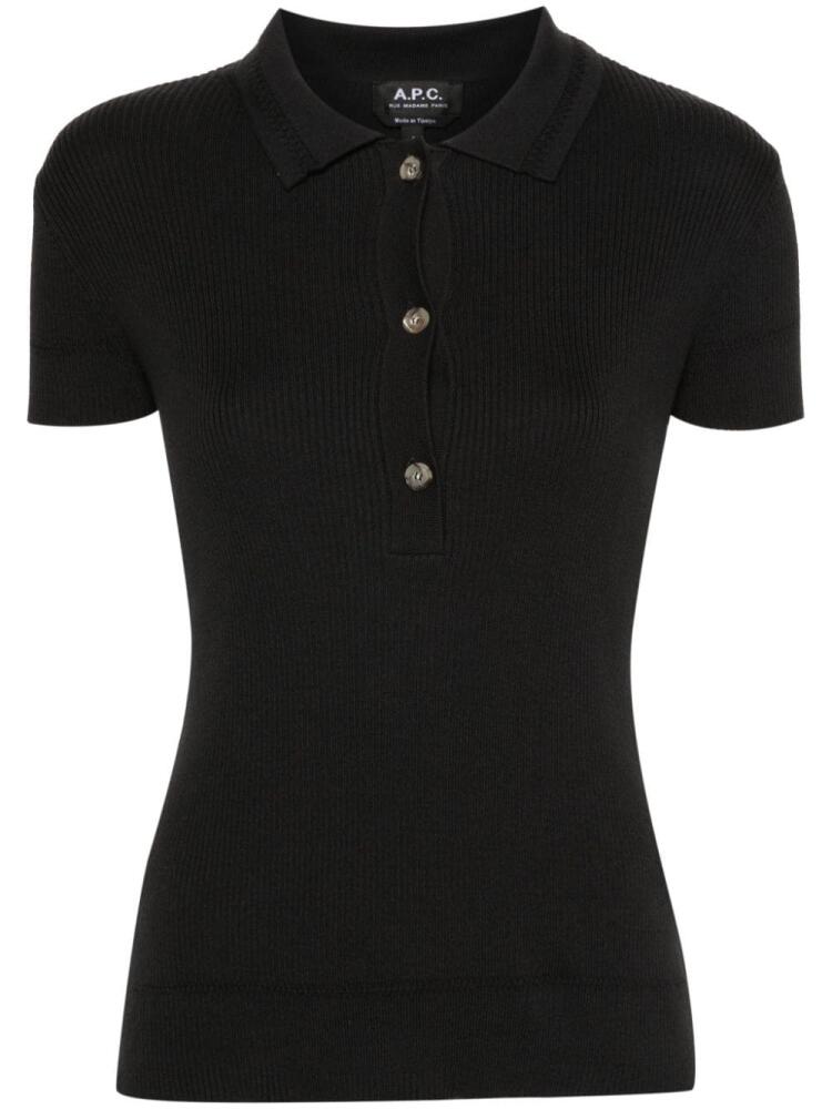 A.P.C. ribbed-knit polo top - Black Cover