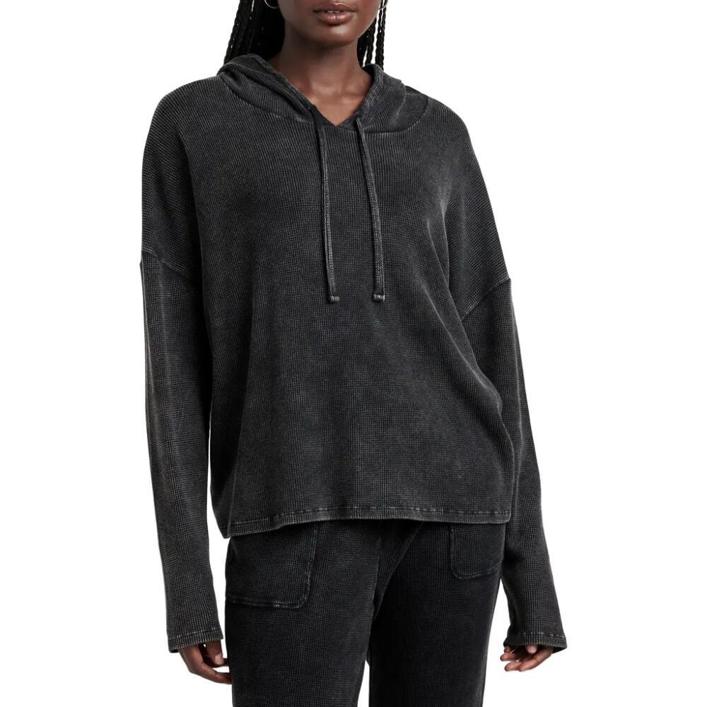 Splendid Jaime Thermal Hoodie in Black Wash Cover