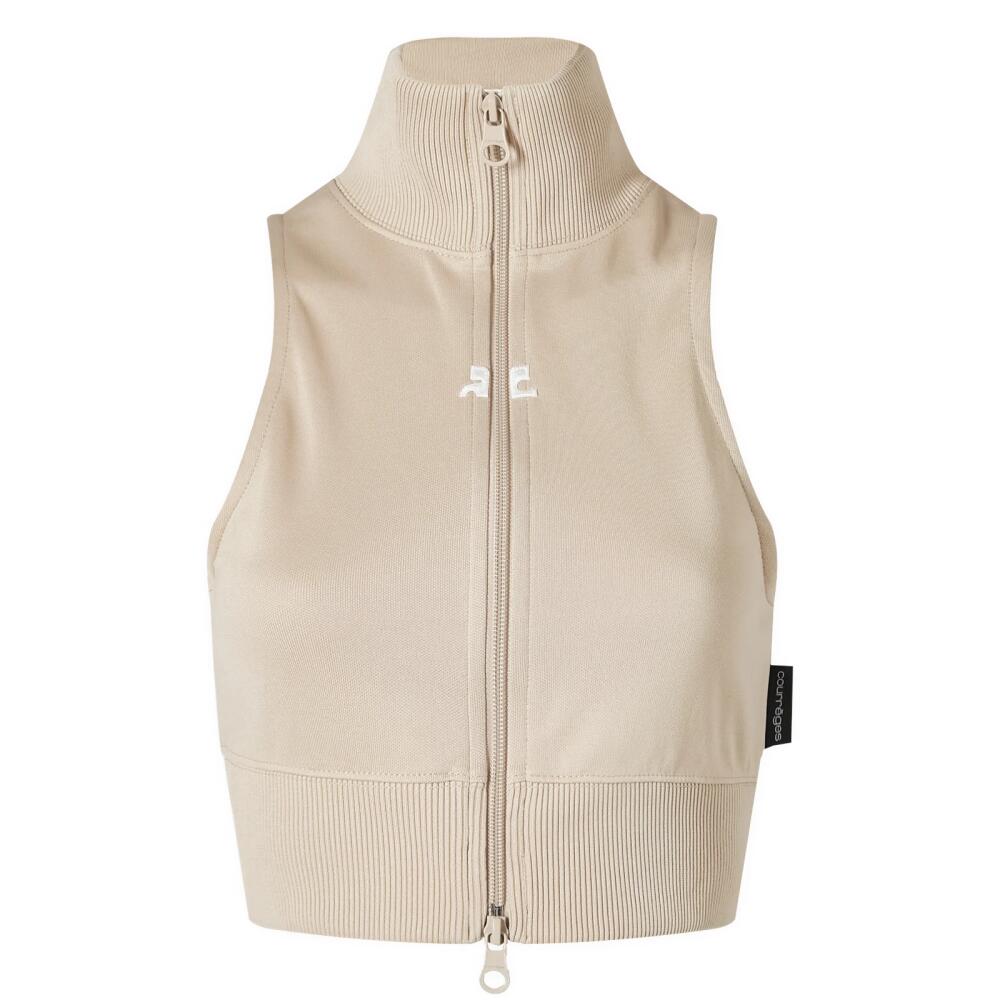 Courrèges Women's Interlock Tracksuit Cropped Vest in Sand Cover