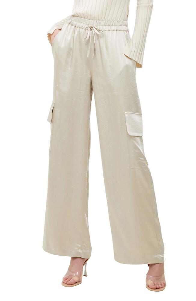 French Connection Chloetta Satin Cargo Pants in Silver Lining/Beige Cover