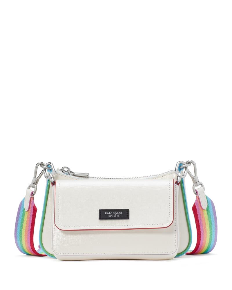 kate spade new york Double Up Rainbow Trim Saffiano Leather Crossbody Cover