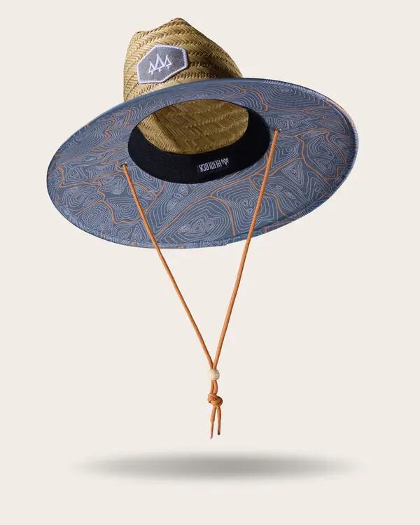 Hemlock Nomad Straw Lifeguard Hat in Topography Map Cover