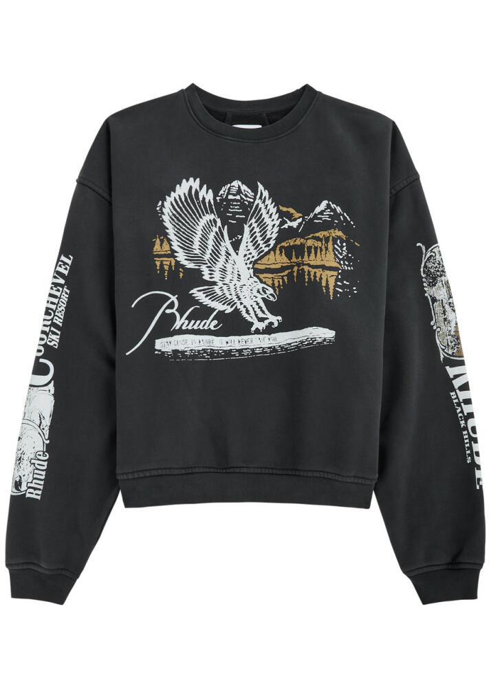 Rhude Pennant Flag Printed Cotton Sweatshirt - Black Cover