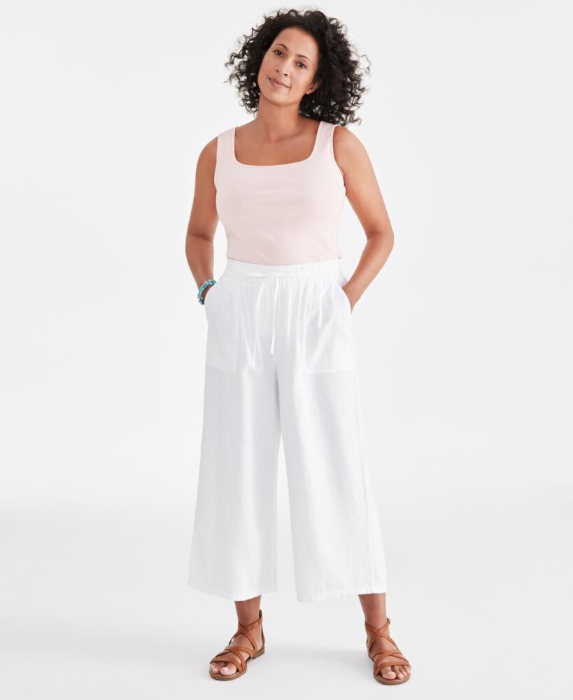 Style & Co Women's Cropped Drawstring Pants, Created for Macy's - Bright White Cover