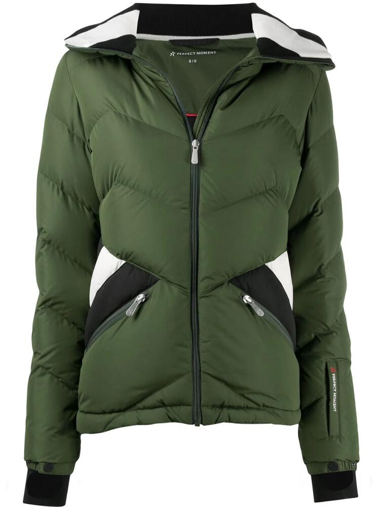 Perfect Moment panelled detail padded jacket - Green Cover