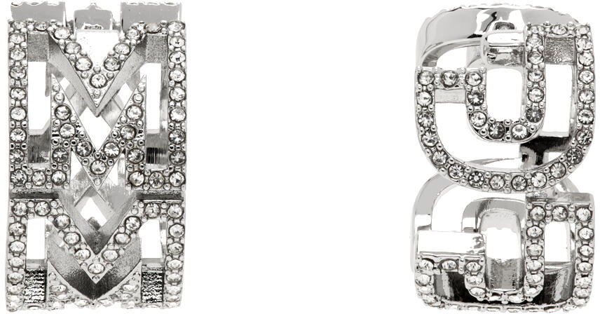 Marc Jacobs Silver Monogram Crystal Huggie Earrings Cover