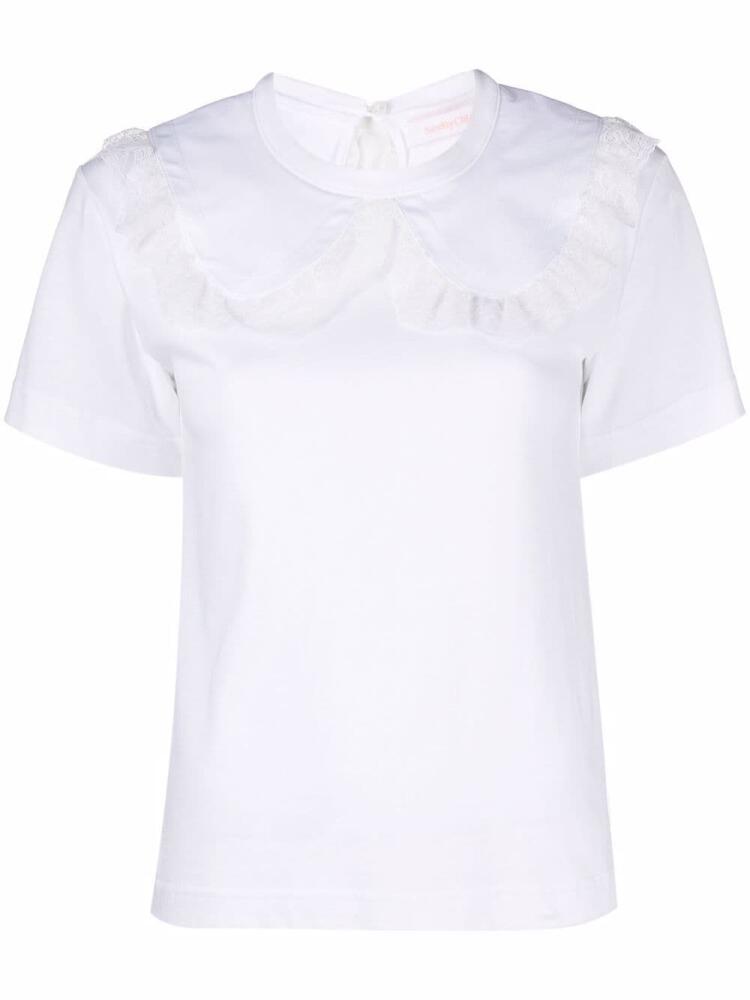 See by Chloé lace-trim collar T-shirt - White Cover