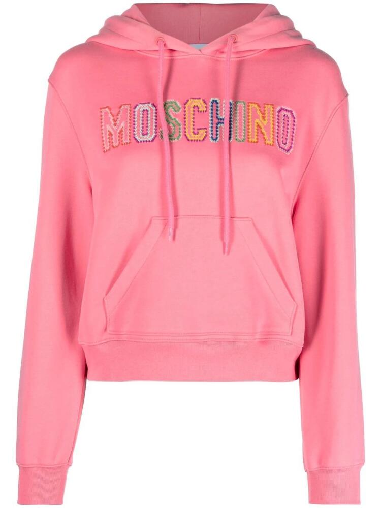 Moschino embroidered-logo hoodie - Pink Cover