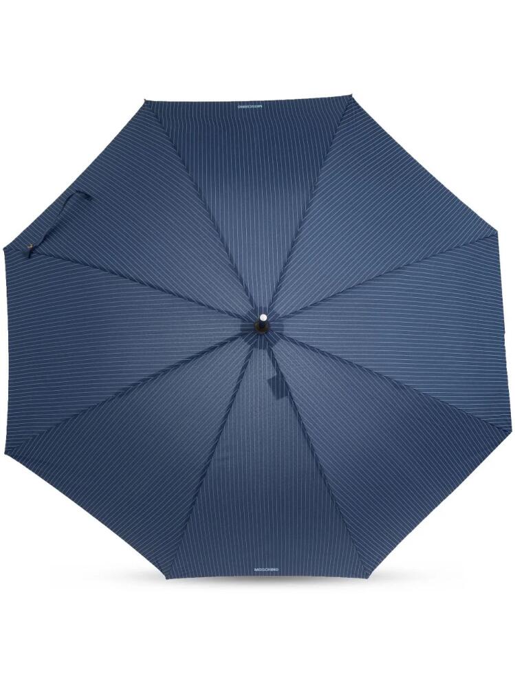 Moschino pinstripe crook handle umbrella - Blue Cover