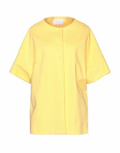 Annie P. Woman Overcoat & Trench Coat Yellow Cotton, Elastane Cover