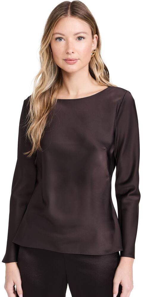 Leset Barb Boat Neck Long Sleeve Blouse Chocolate Cover