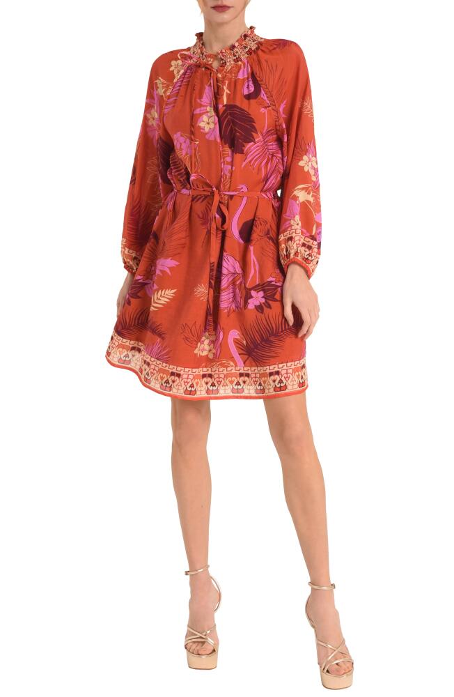 CIEBON Drea Floral Print Long Sleeve Minidress in Terracotta Cover