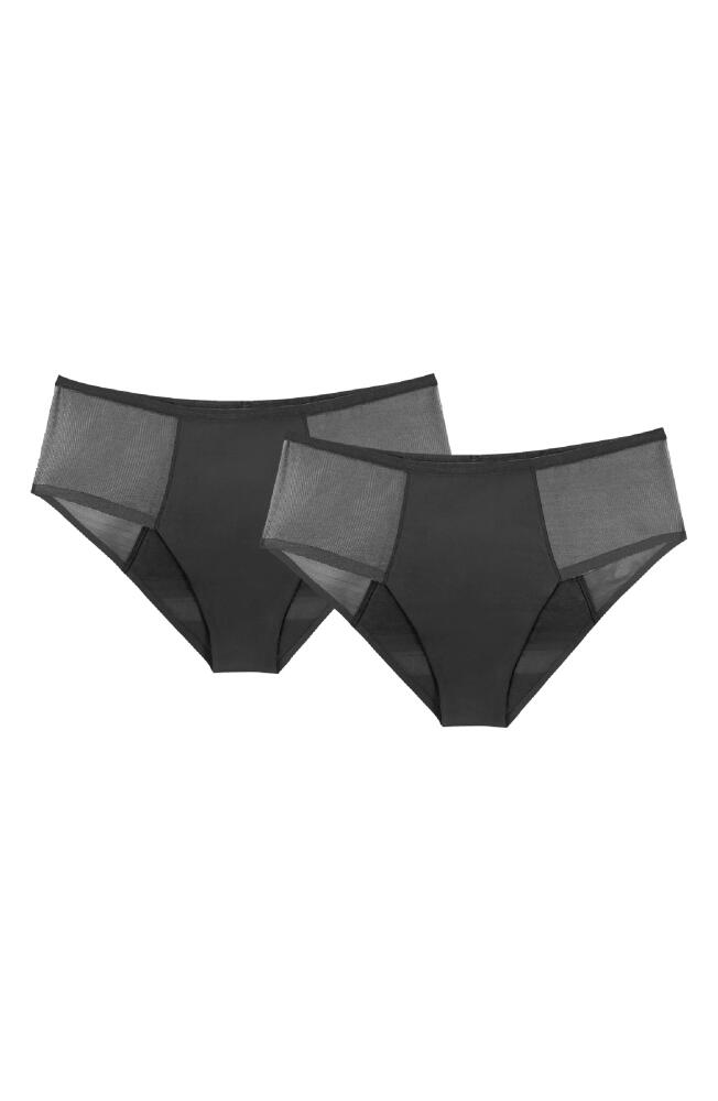 Proof® 2-Pack Period & Leakproof Heavy Absorbency Mesh Hipster Briefs in Black/Black Cover