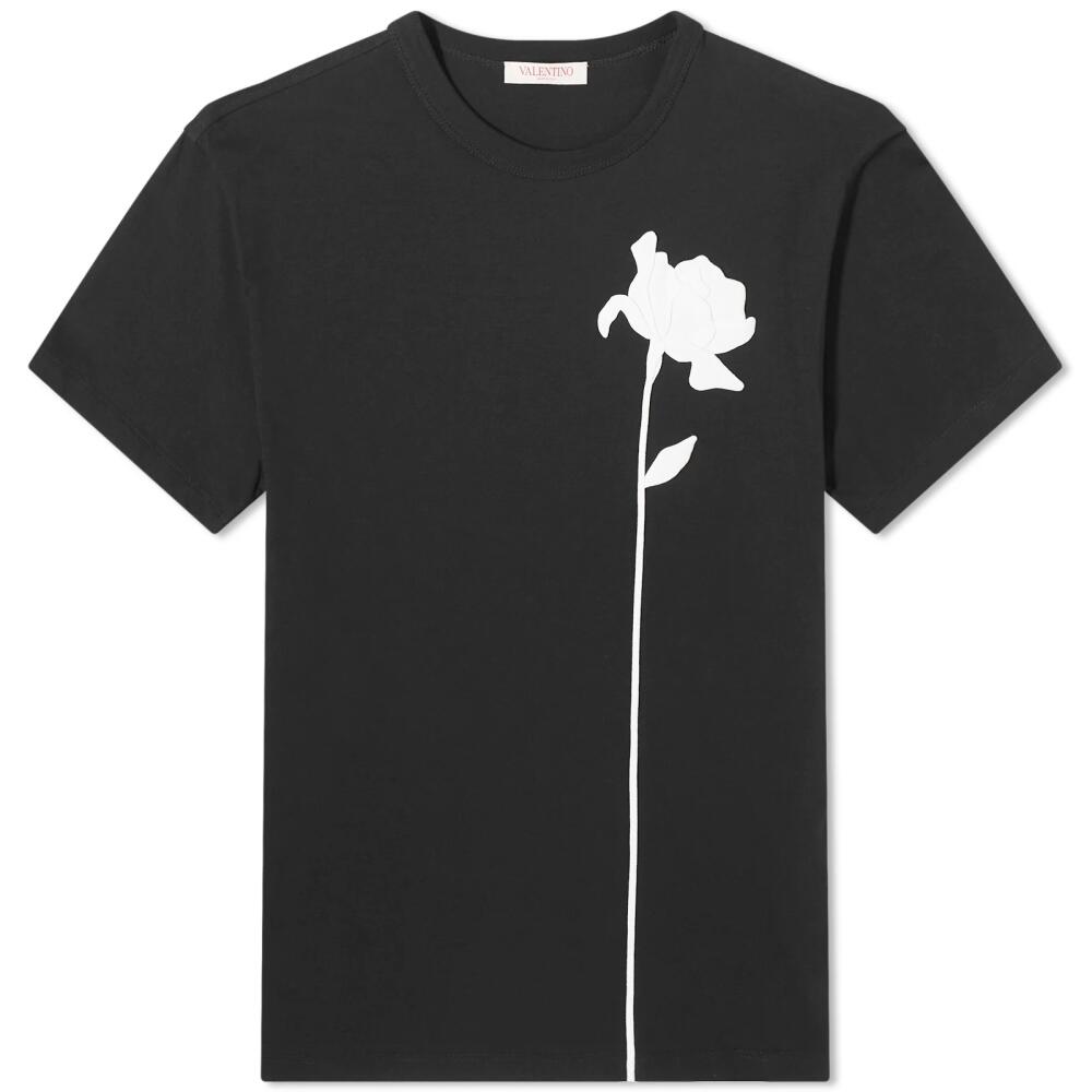 Valentino Men's Flower Embroidery T-Shirt in Nero Cover