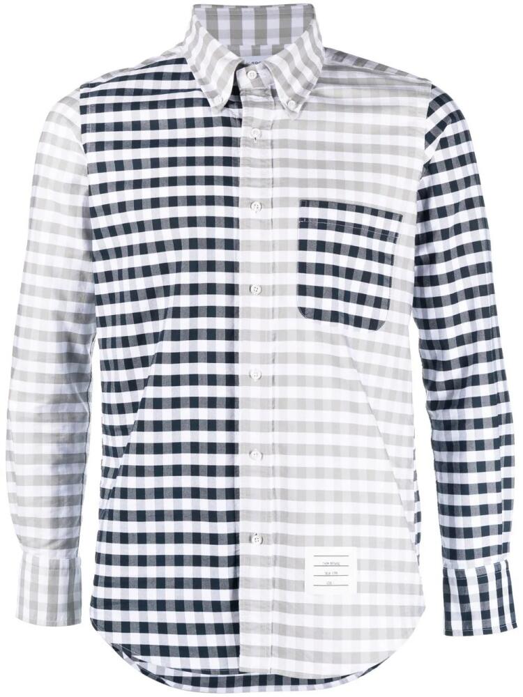 Thom Browne panelled gingham cotton shirt - Grey Cover