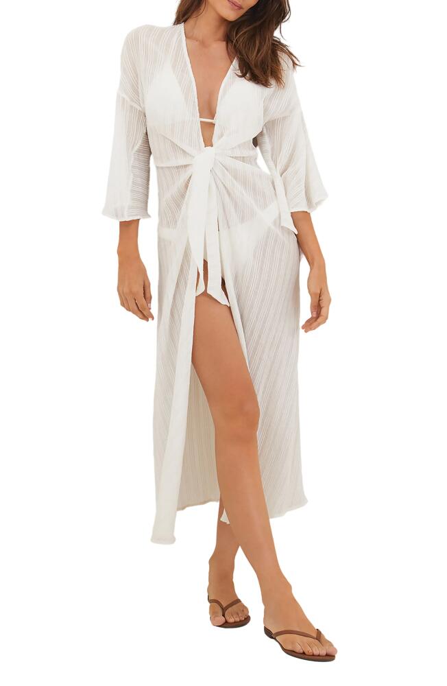 ViX Swimwear Perola Knot Cotton Cover-Up Dress in Off White Cover