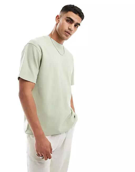 ONLY & SONS waffle knit T-shirt in sage green Cover