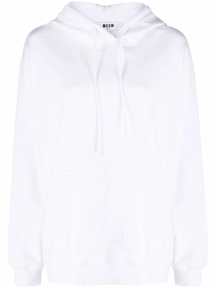 MSGM logo-print cotton hoodie - White Cover