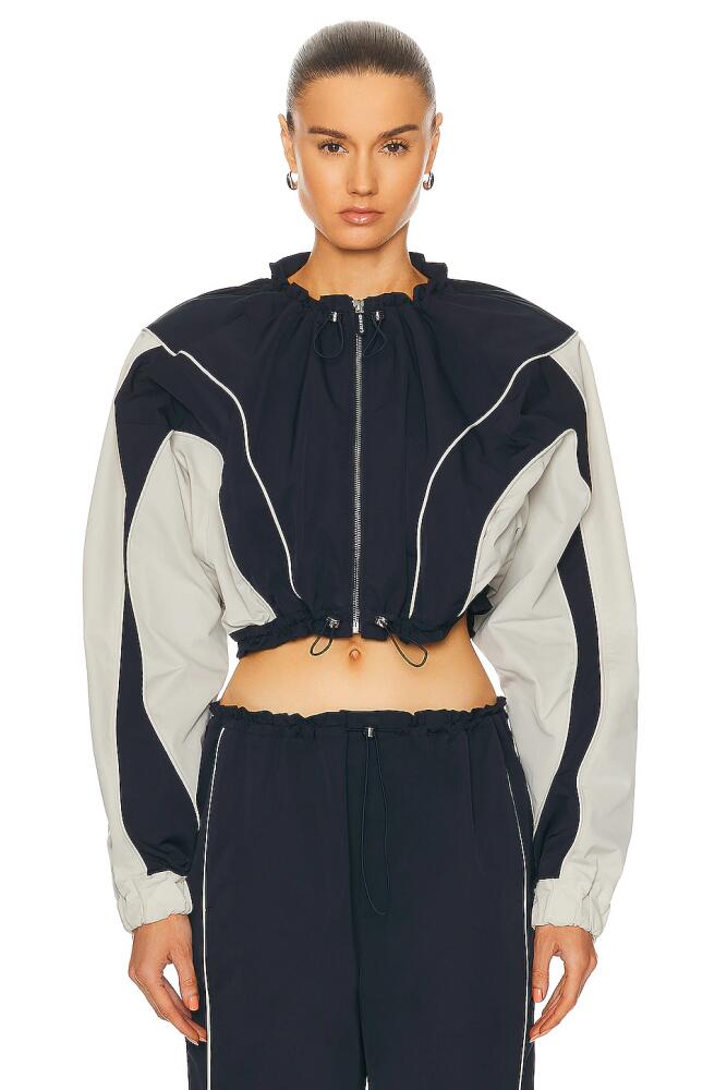 GRLFRND Cinched Bomber Jacket in Navy Cover