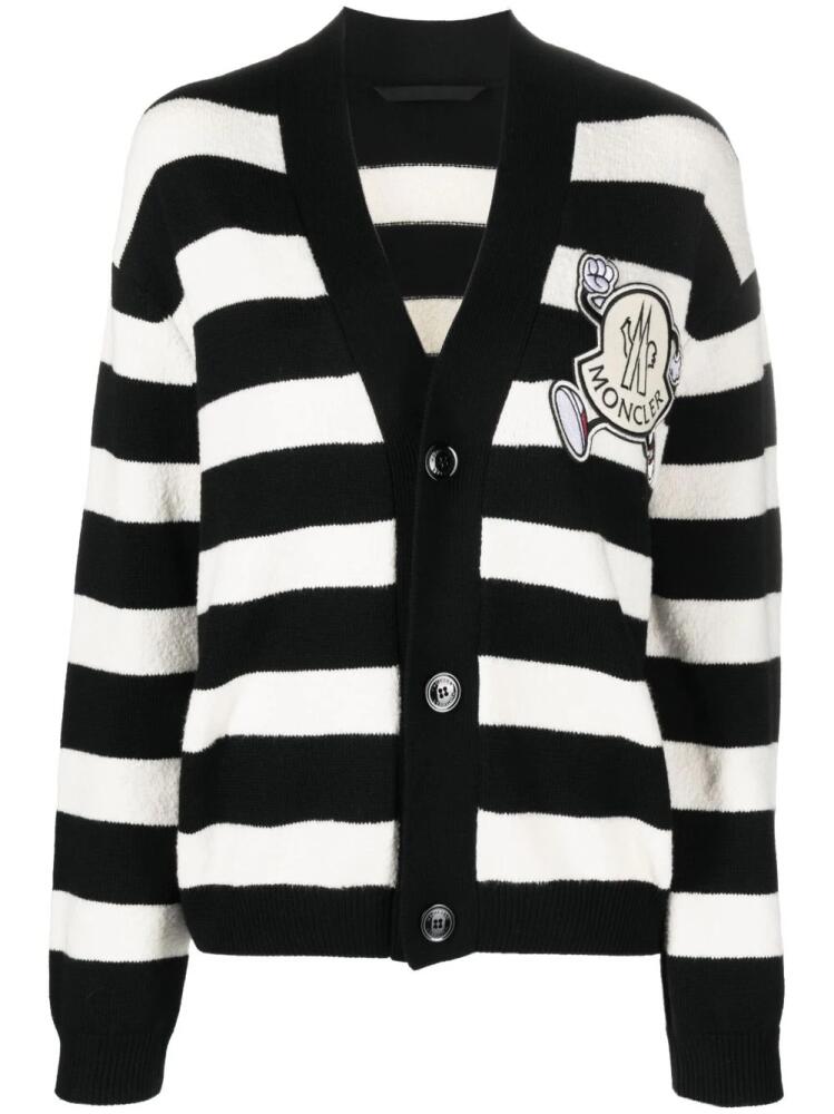 Moncler logo-patch striped cardigan - Black Cover