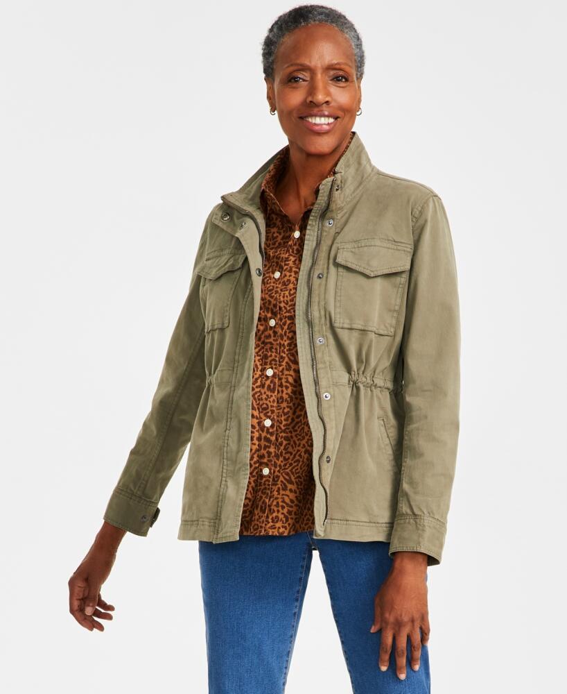 Style & Co Women's Twill Jacket, Created for Macy's - Olive Cover