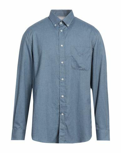 Brunello Cucinelli Man Shirt Slate blue Cotton Cover