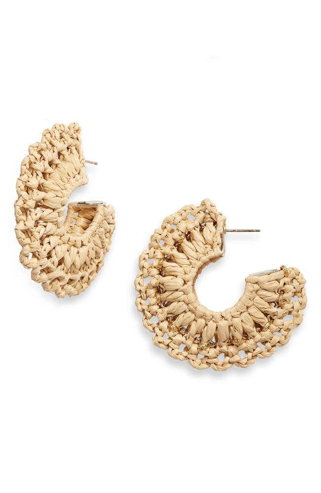 Gas Bijoux Crocus Raffia Straw Hoop Earrings in Beige Cover