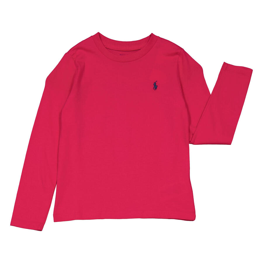 Polo Ralph Lauren Girls Pink Long Sleeve Classic Pony Cotton T-Shirt Cover