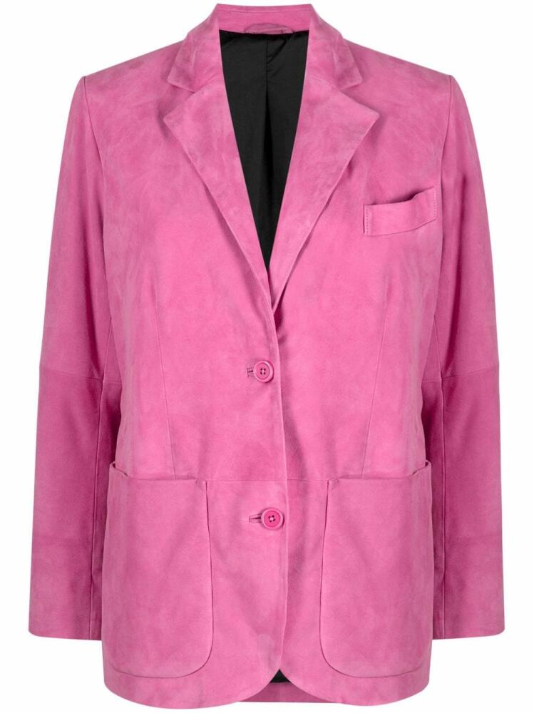 STAND STUDIO Resort single-breasted suede blazer - Pink Cover