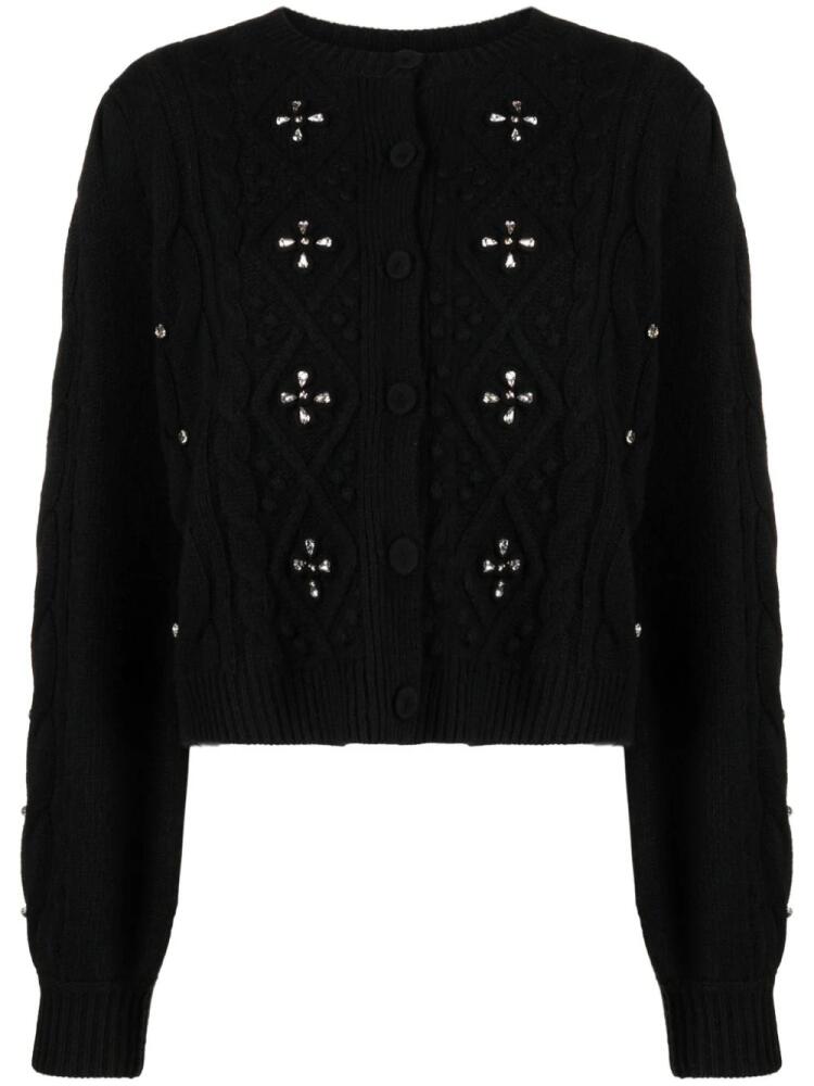 TWINSET crystal-embellished puff-sleeves cardigan - Black Cover