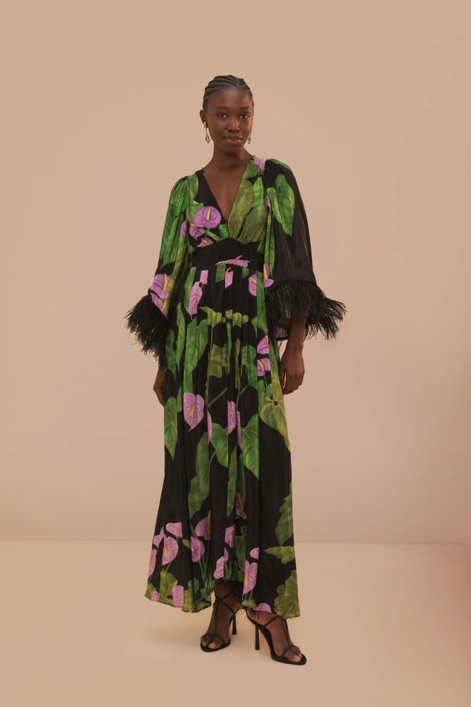 FARM Rio Black Anthurium Kaftan Cover