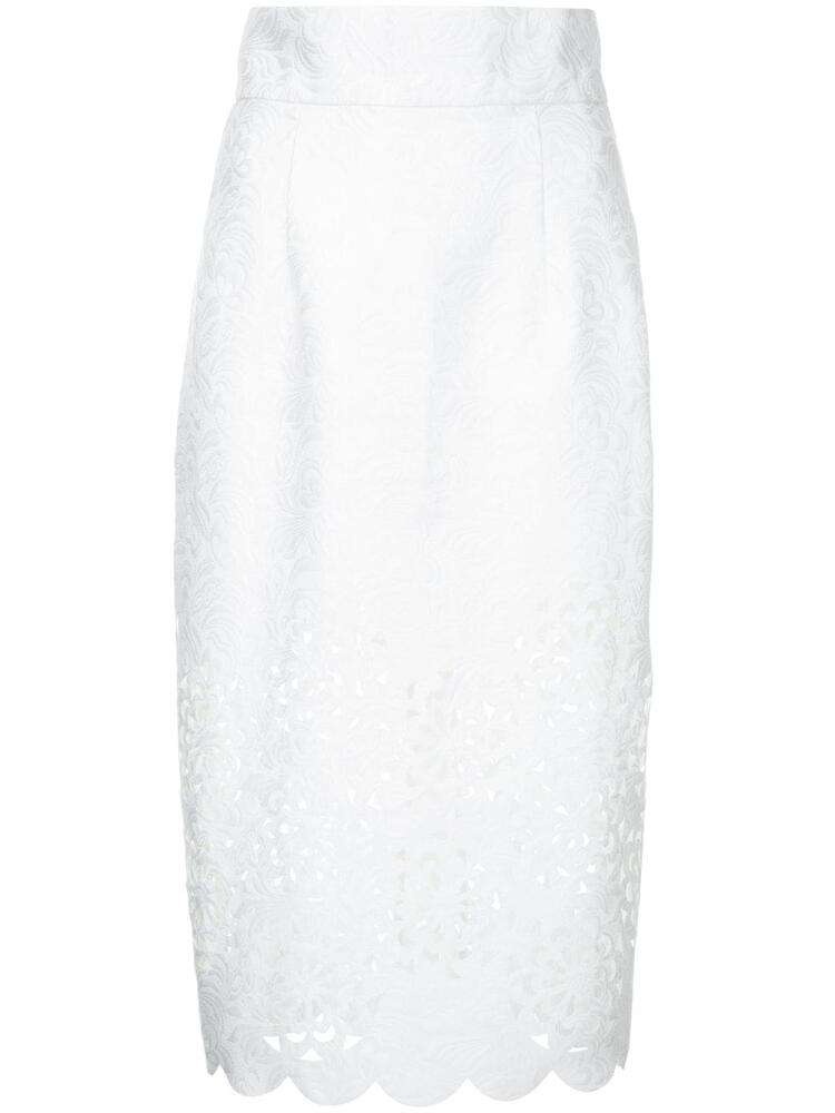 Bambah cut out detail scalloped pencil skirt - White Cover