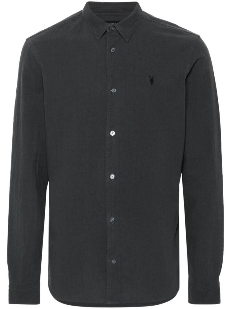 AllSaints Lovell logo-embroidered shirt - Grey Cover