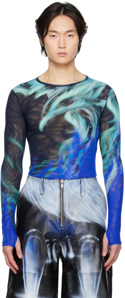 Gerrit Jacob Black & Blue Flame Long Sleeve T-Shirt Cover