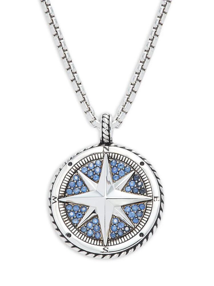 Effy Men's Sterling Silver & Sapphire Compass Pendant Necklace - Silver Cover