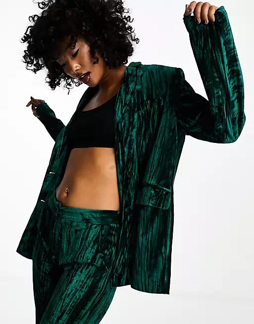 Extro & Vert tailored velvet blazer in emerald green - part of a set Cover