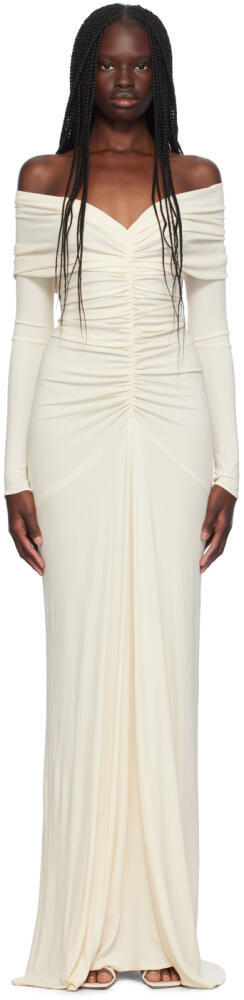 Atlein SSENSE Exclusive Off-White Ruched Maxi Dress Cover