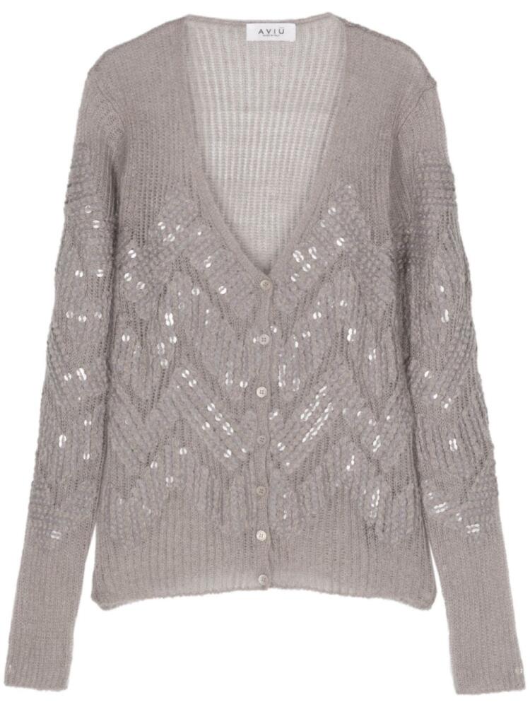 Aviù sequin-embellished cardigan - Grey Cover