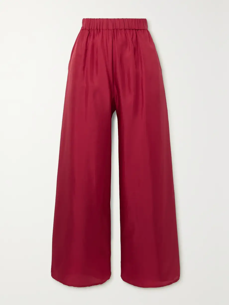 Le Kasha - Pamir Silk-satin Wide-leg Pants - Red Cover