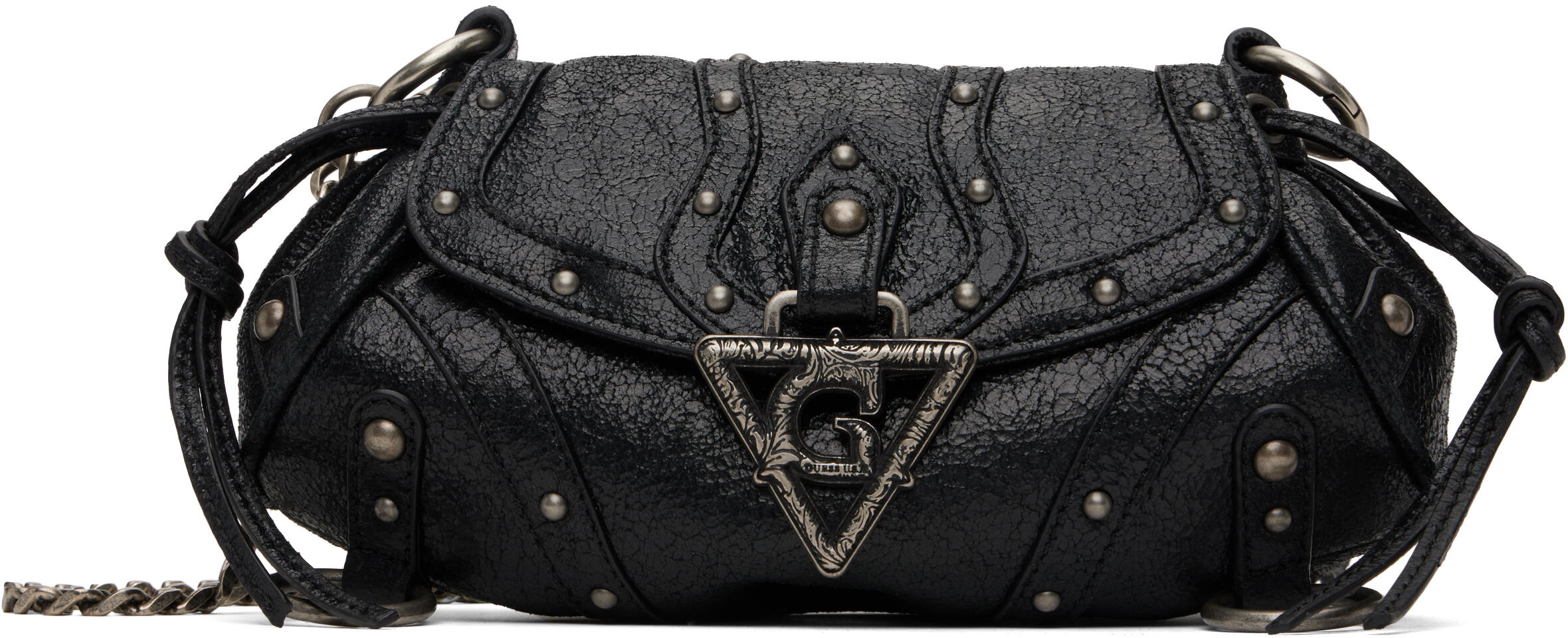 GUESS USA Black Crackled Leather Mini Fashion Bag Cover