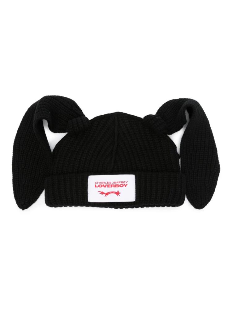 Charles Jeffrey Loverboy Rabbit chunky-knit beanie - Black Cover