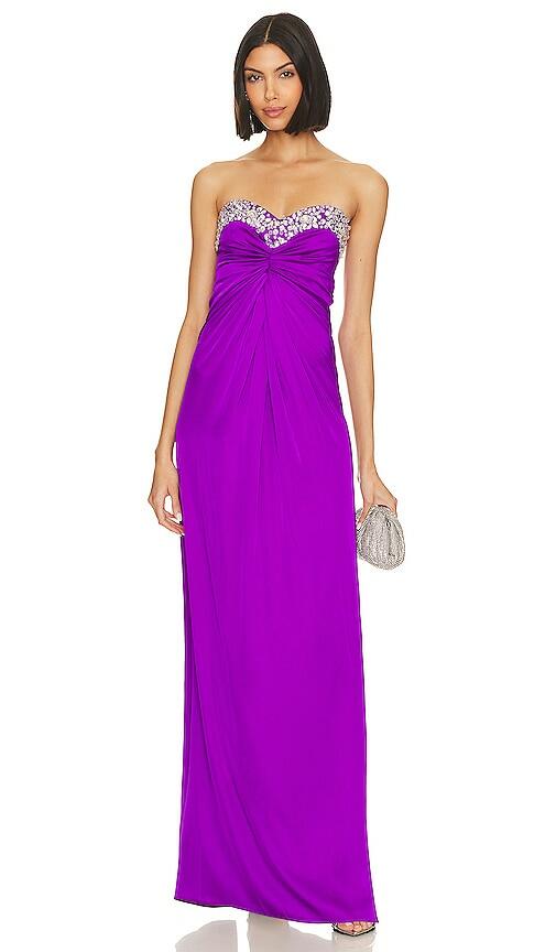 PatBO Hand-beaded Strapless Gown in Purple Cover