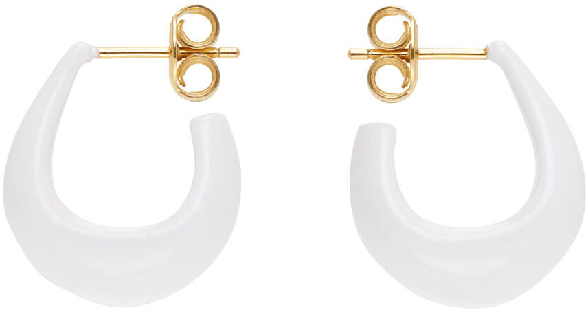 LEMAIRE White & Gold Curved Mini Drop Earrings Cover