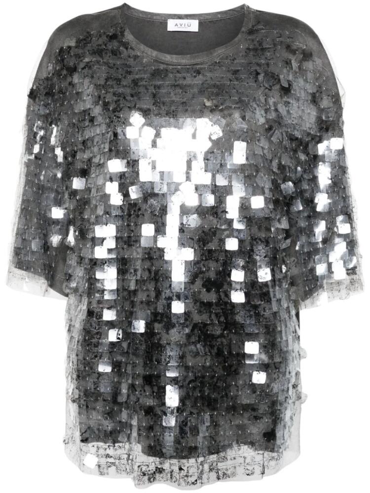 Aviù sequin-embellished T-shirt - Grey Cover