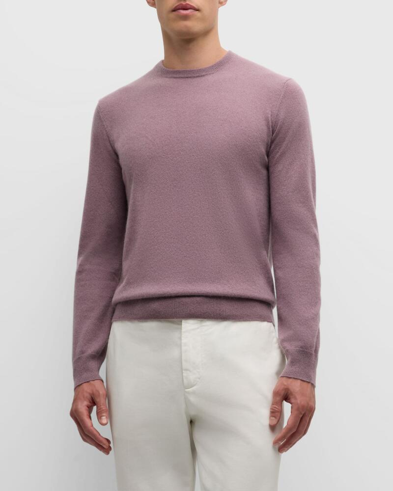 Neiman Marcus Cashmere Collection Men's Solid Cashmere Crewneck Sweater Cover